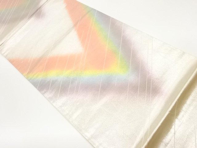 抽象霞に斜線模様織出し袋帯